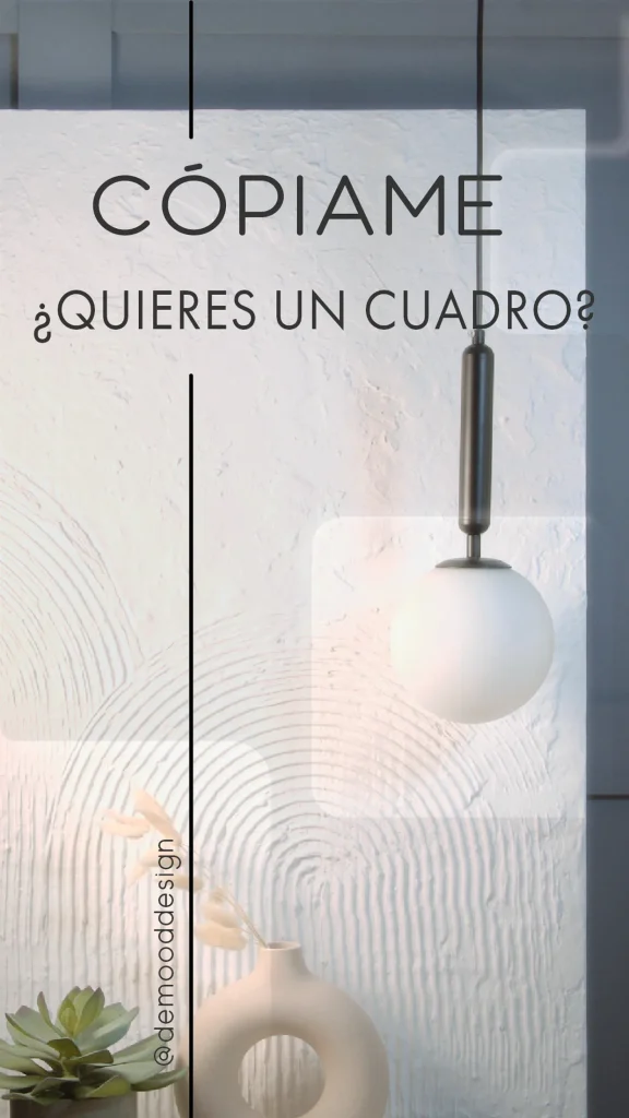 Inspirational social media content for minimalist wall art, featuring a modern pendant light and decorative elements for home styling