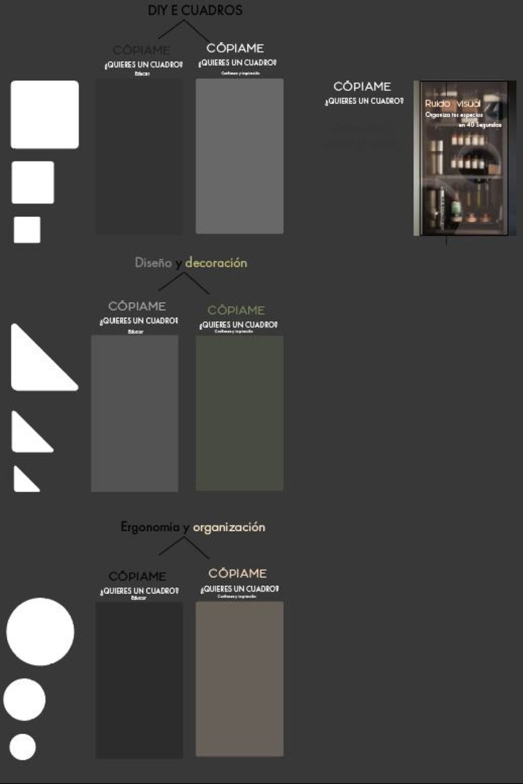 Visual content strategy grid and color palette planning for Demood's weekly social media distribution, ensuring visual coherence and brand consistency
